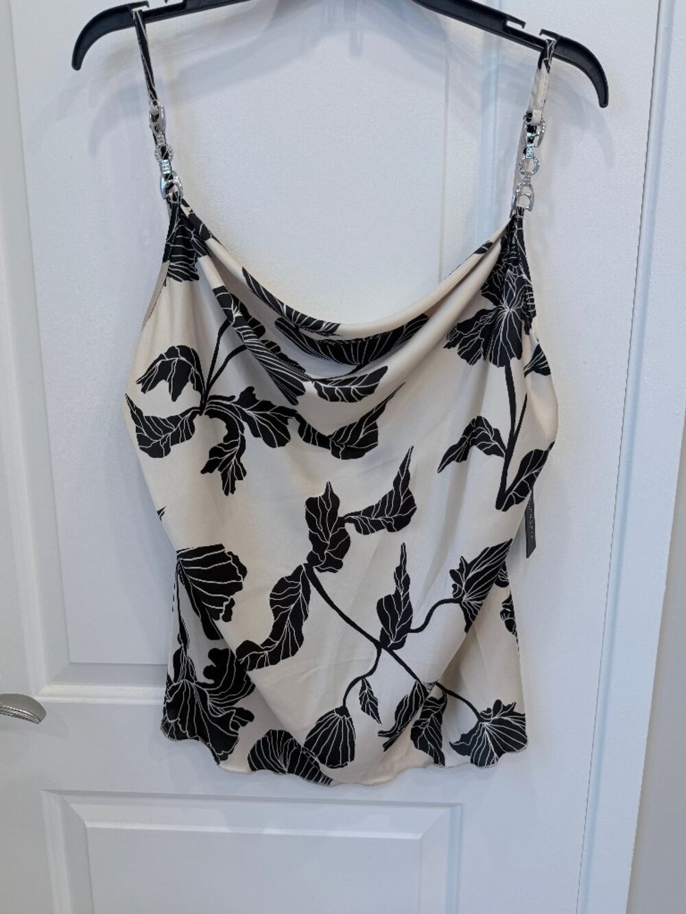Tash + Sophie Floral Cowl Neck Cami - Rhinestone Straps